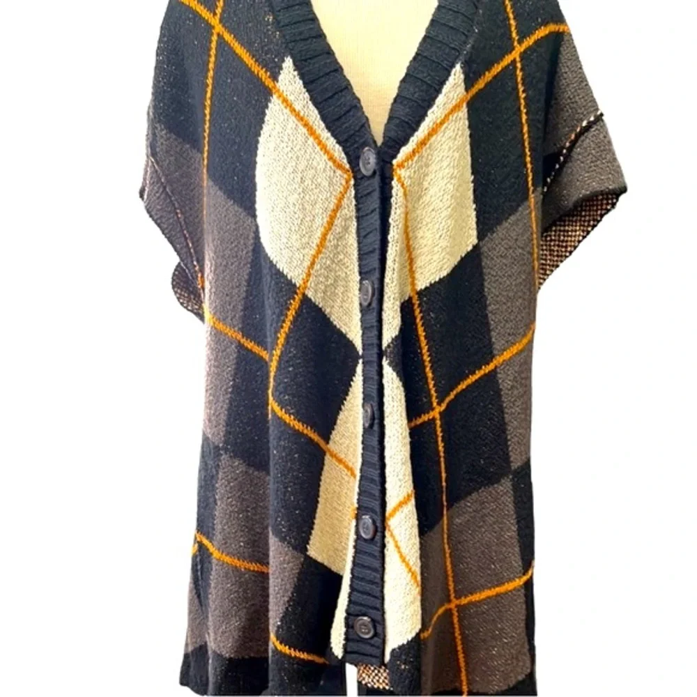 Free People Argyle Swing Chunky Knit Cardigan Dress, Medium - Picture 9 of 16